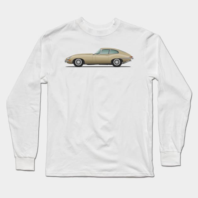 Jaguar E Type Fixed Head Coupe Golden Sand Long Sleeve T-Shirt by SteveHClark